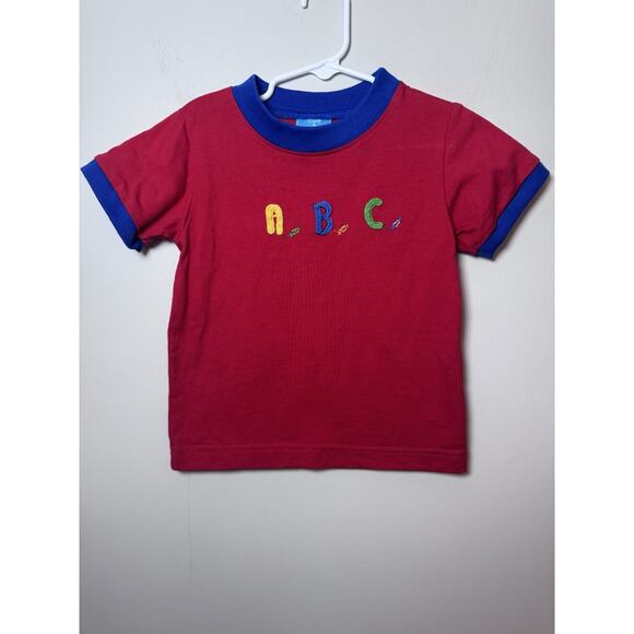 Claire & Charlie French Knot ABC Back To School Top Red Size 4T - Picture 1 of 4